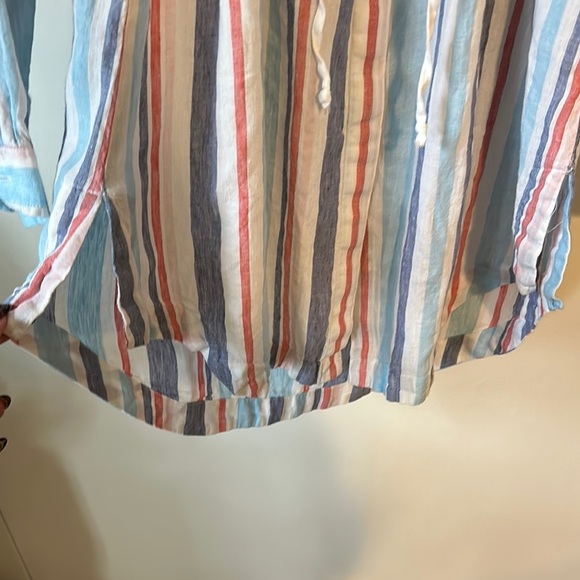 L. L. Bean Linen Striped Button-Up Shirt Dress - Picture 3 of 11